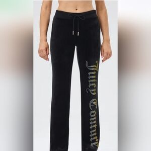 Juicy Couture Black Velvet Lounge/Sleepwear Pants with Drawstring NWT